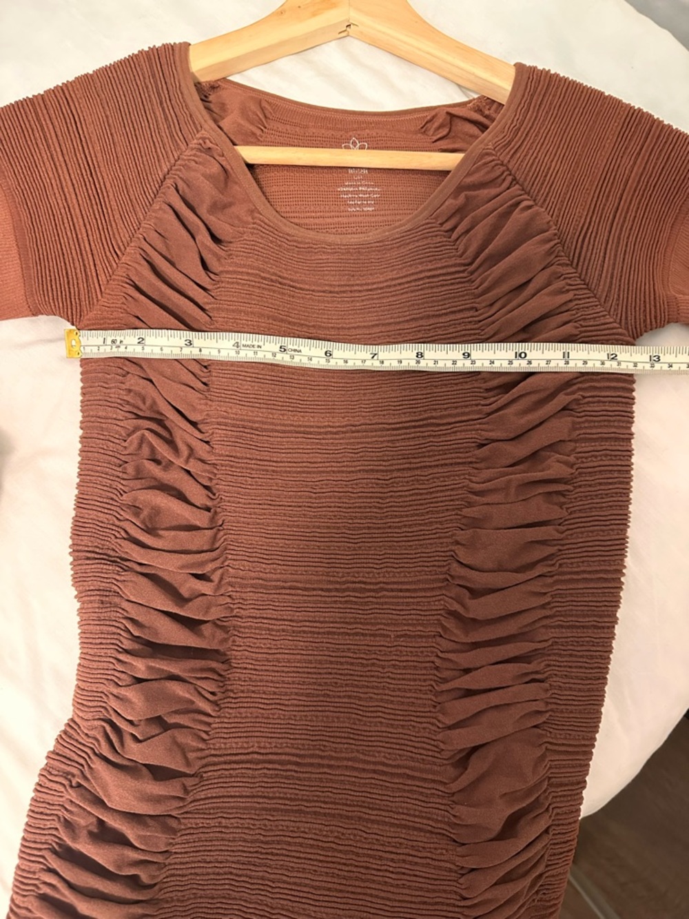 Aura Rust Ribbed Ruched Midi Dress - Picture 5 of 7